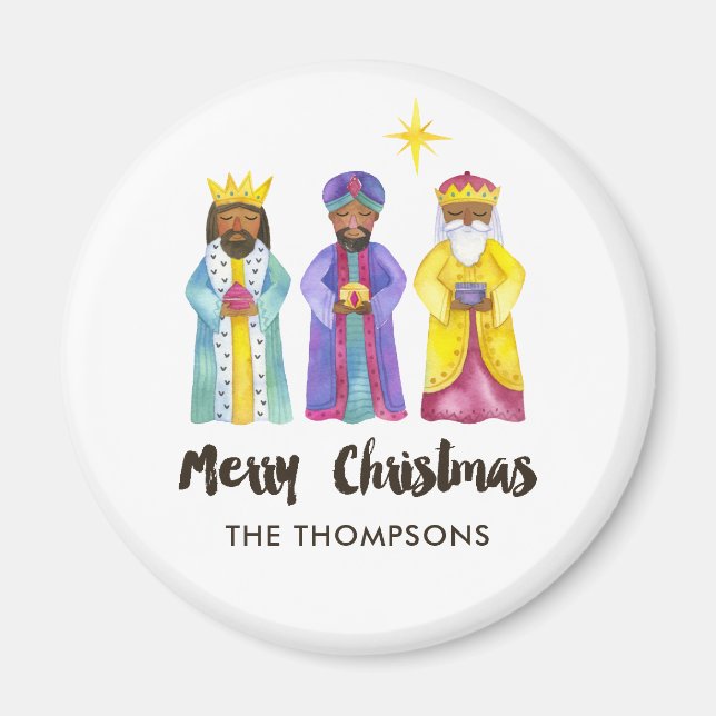 Watercolor Nativity Christmas Magnet (Front)