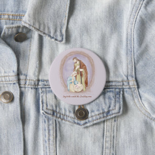 Watercolor nativity custom holiday 7.5 cm round badge