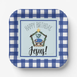 Watercolor Nativity Happy Birthday Jesus  Paper Pl Paper Plate