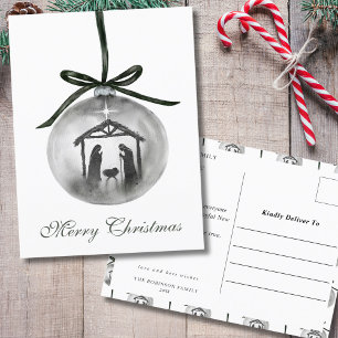 Watercolor Nativity Merry Christmas Ornament Holiday Postcard