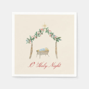 Watercolor Nativity Napkin