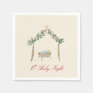 Watercolor Nativity Napkin