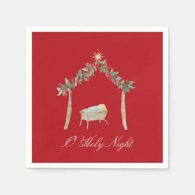 Watercolor Nativity  Napkin (Front)