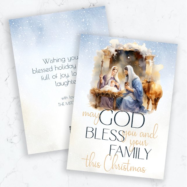 Watercolor Nativity Scene Baby Jesus Christmas Holiday Card (Creator Uploaded)