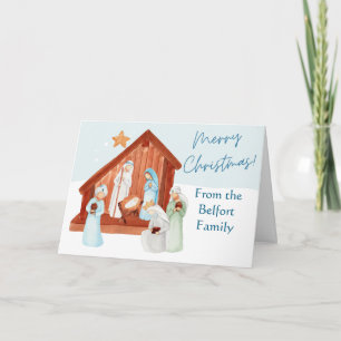 Watercolor Nativity Scene Christmas Customisable Card