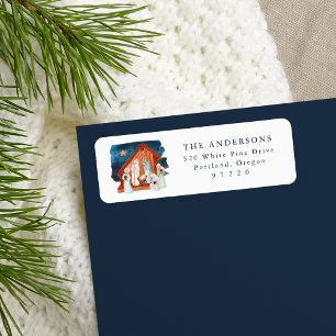 Watercolor Nativity Scene Return Address Label