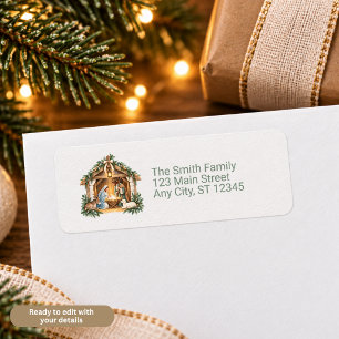 Watercolor Nativity Scene Return Address Label