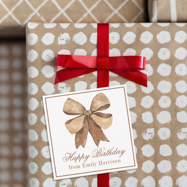 Watercolor Natural Burlap Bow Card (Creator Uploaded)