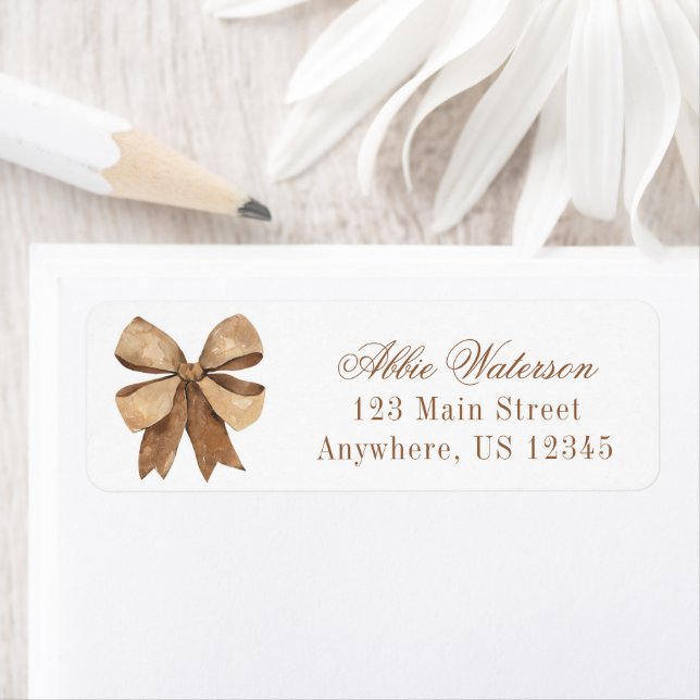 Watercolor Natural Burlap Bow Return Address Label (Insitu)