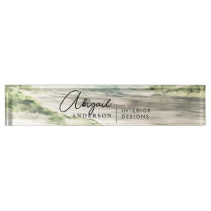 Watercolor Natural Lake and Greenery Landscape Nameplate