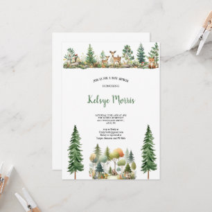 WATERCOLOR NATURAL Woodland FOREST BabySHOWER Invitation