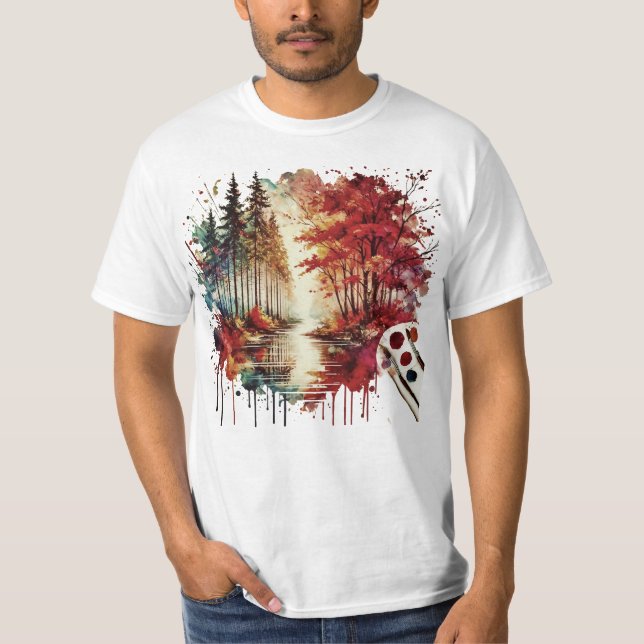 Watercolor Nature Art T-Shirt  (Front)