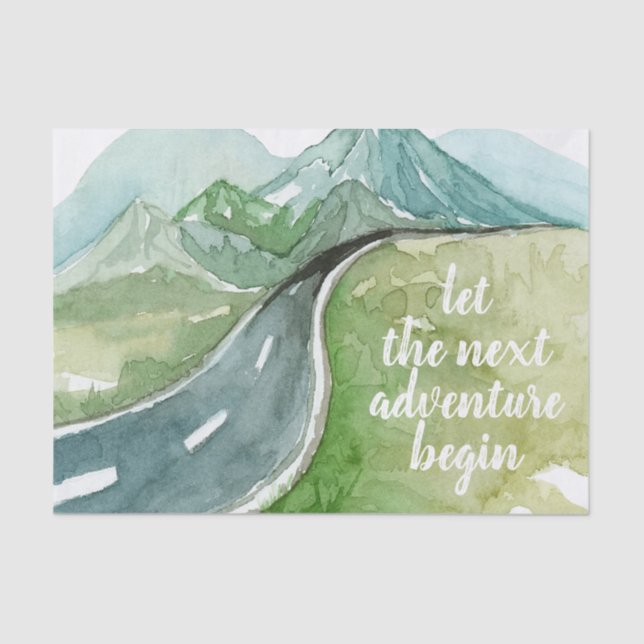 Watercolor Nature Let's The Next Adventure Begin Tissue Paper (Front)