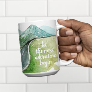 Watercolor Nature Let's The Next Adventure Begin Two-Tone Coffee Mug