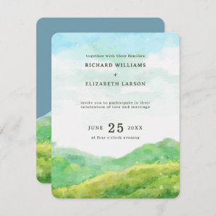 Watercolor Nature Mountain Wedding Invitation