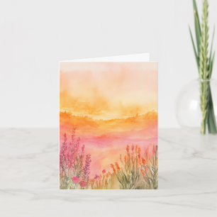 Watercolor Nature Note Card – Wildflower Sunrise