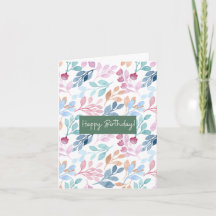 Watercolor Nature Pattern Birthday Card