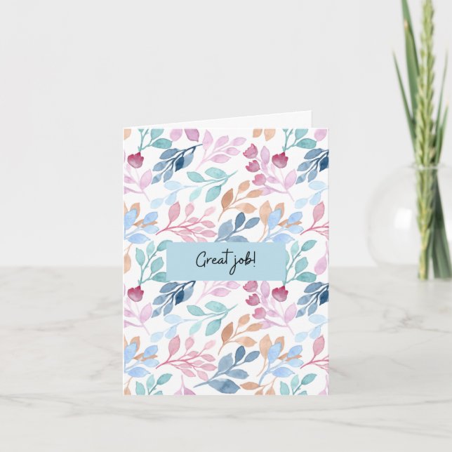 Watercolor Nature Pattern Great Affirmation Card (Front)