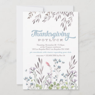Watercolor Nature Thanksgiving Potluck Invitation