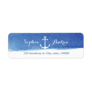 Watercolor nautical anchor monogram return address return address label