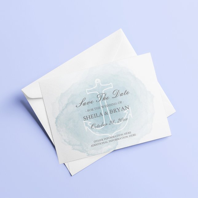 Watercolor Nautical Anchor Save The Date Post Card (Creator Uploaded)