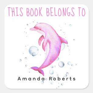 Watercolor nautical - baby shower bookplate square sticker