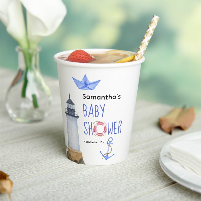 Watercolor nautical - baby shower paper cups (Insitu)