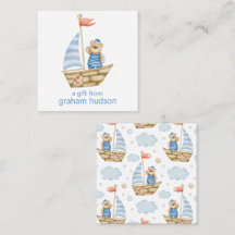 Watercolor Nautical Bear Sailboat Gift Enclosure