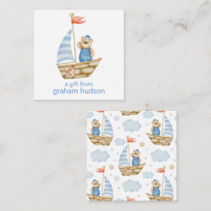 Watercolor Nautical Bear Sailboat Gift Enclosure Card