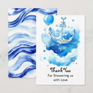 Watercolor Nautical Boy Baby Shower Thank You Card