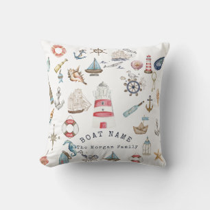Watercolor Nautical Elements Sailor Cushion