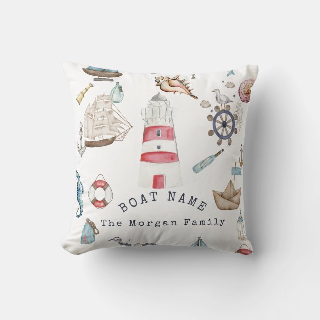 Watercolor Nautical Elements Sailor Cushion (Front)