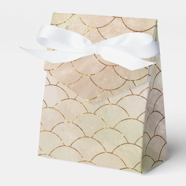 Watercolor Nautical Faux Foil Mermaid Scales Favour Box (Front Side)