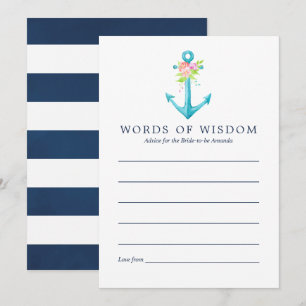 Watercolor Nautical Floral Bridal Shower Advice Invitation