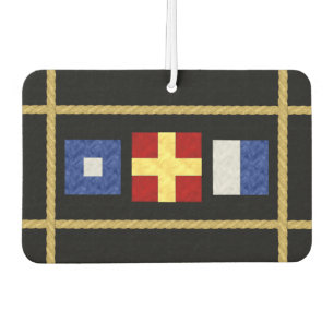 Watercolor Nautical Maritime Signal Flag Monogram Car Air Freshener