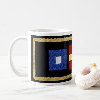 Watercolor Nautical Maritime Signal Flag Monogram Coffee Mug