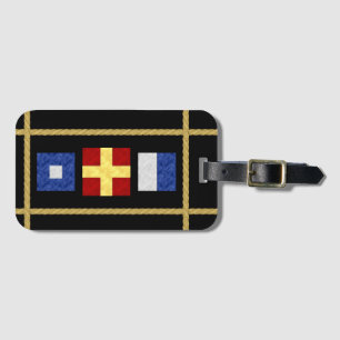 Watercolor Nautical Maritime Signal Flag Monogram Luggage Tag