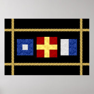 Watercolor Nautical Maritime Signal Flag Monogram Poster