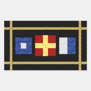Watercolor Nautical Maritime Signal Flag Monogram Rectangular Sticker
