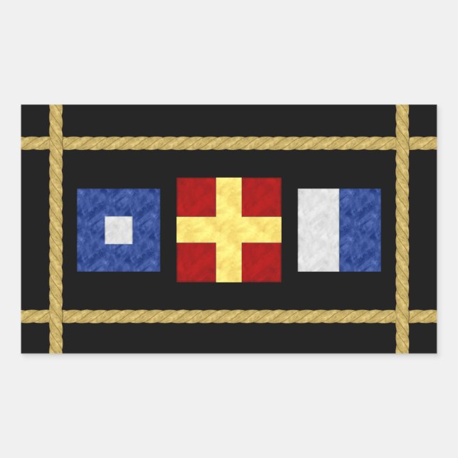 Watercolor Nautical Maritime Signal Flag Monogram Rectangular Sticker (Front)