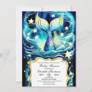 Watercolor Nautical Mermaid Baby Shower Invitation
