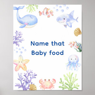 Watercolor nautical - Name that baby food Poster