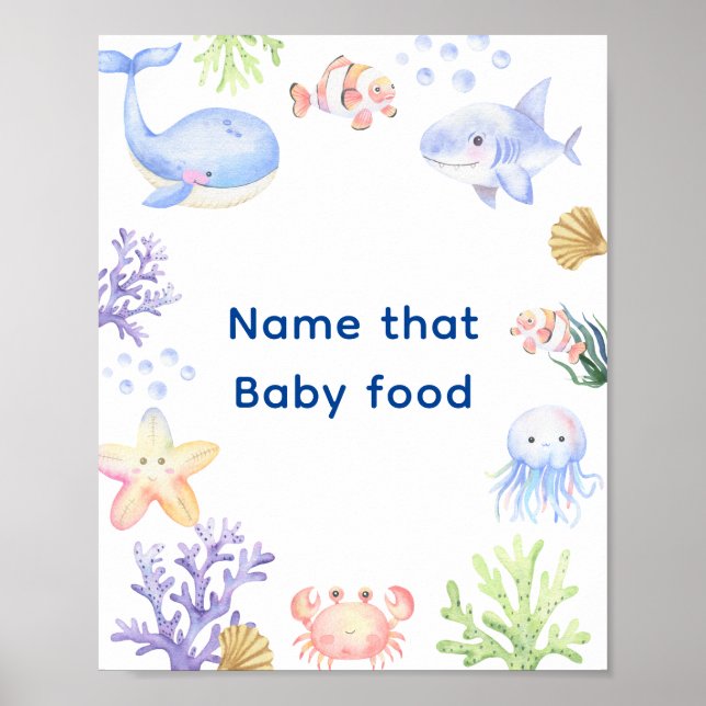 Watercolor nautical - Name that baby food Poster (Front)