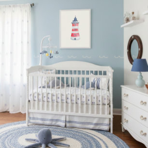 Watercolor Nautical Ocean Lighthouse Nursery Decor