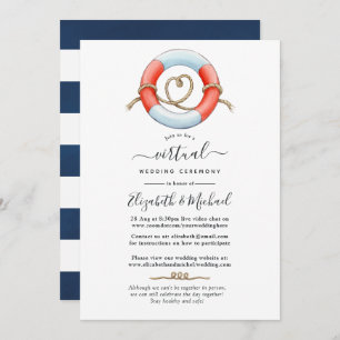 Watercolor Nautical Online Virtual Wedding Invitation