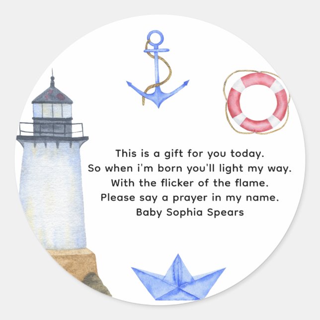 Watercolor nautical - prayer candle label (Front)