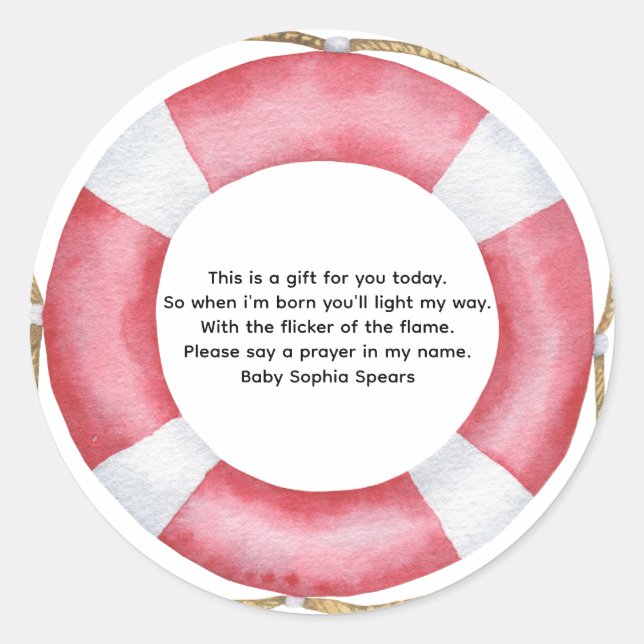Watercolor nautical - prayer candle label (Front)