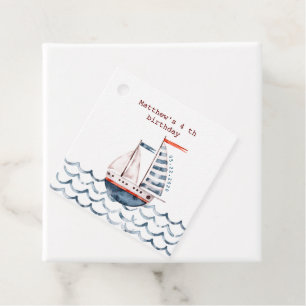 Watercolor Nautical Red And Blue Kid's Birthday Favour Tags