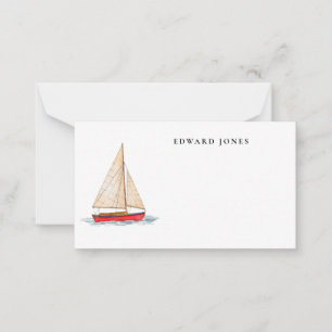 Watercolor Nautical Red Boat Little  Card