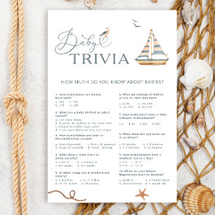 Watercolor Nautical Sailboat Baby Trivia Game 